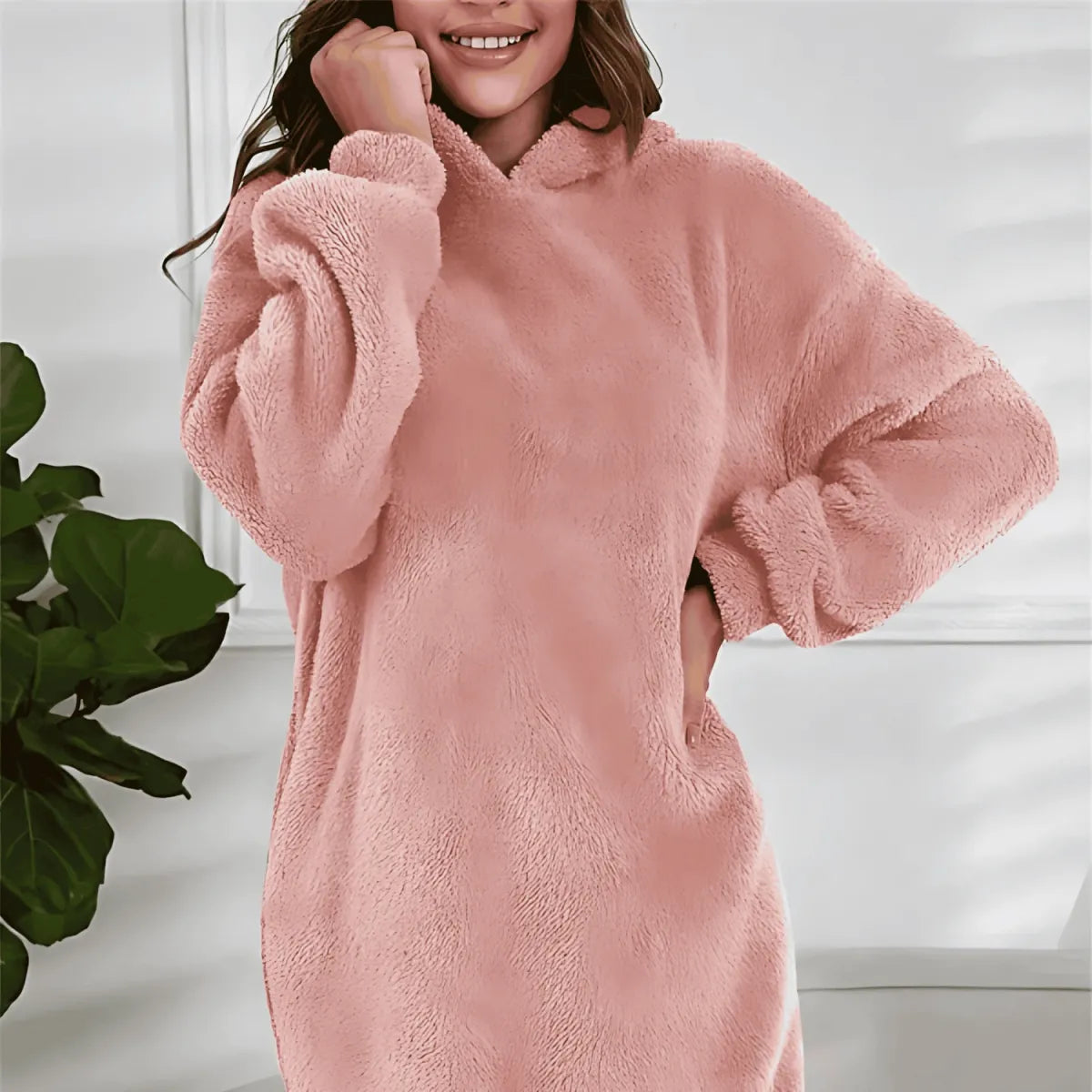 Rosgrove | Women – Soft Fleece Hoodie Dress – Oversized Fit